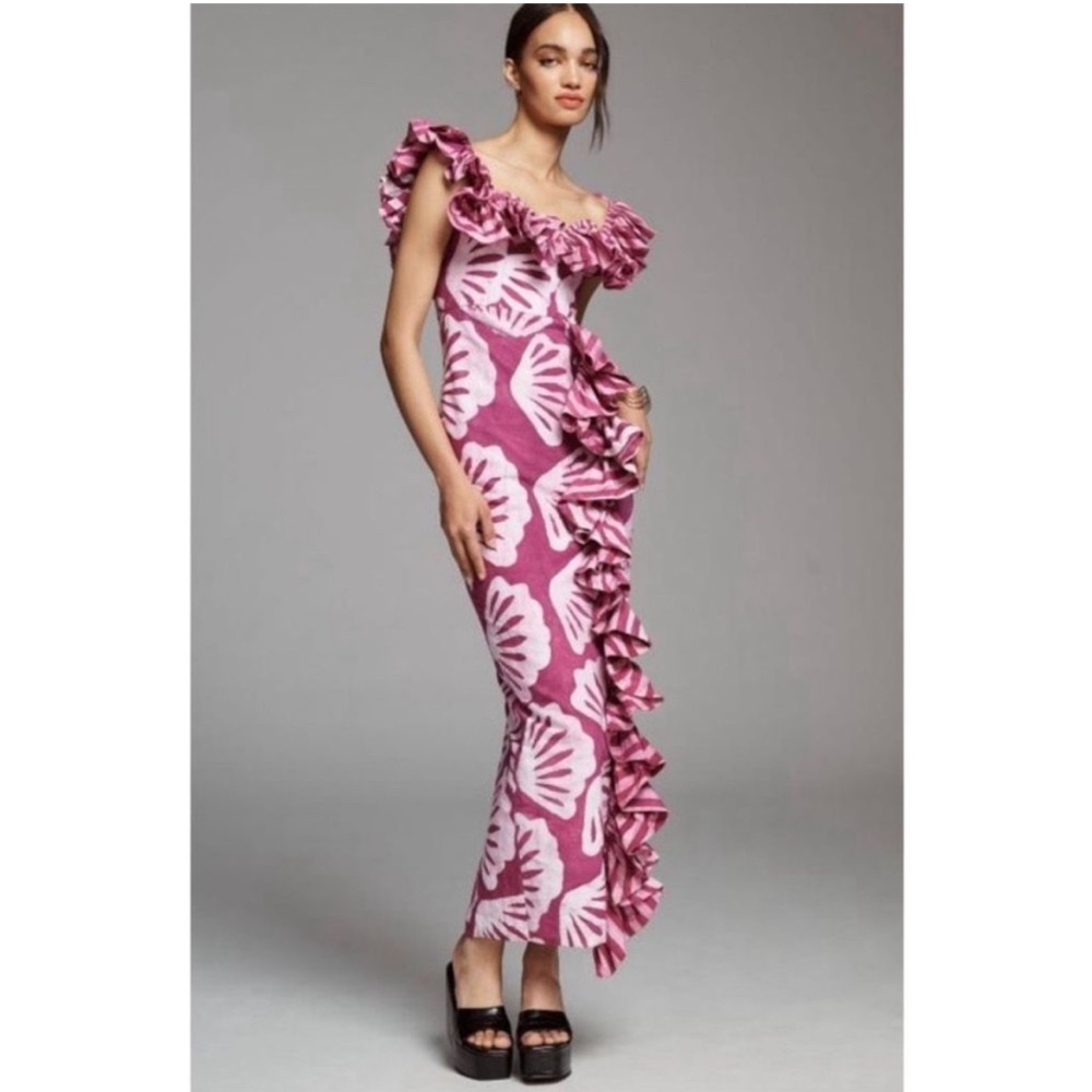 Elegant Pink Ruffle Dress